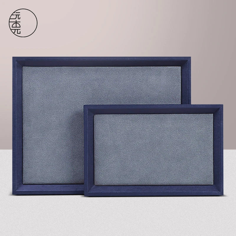 JINSKY Luxury Metal Edge Ring Trays Gray Velvet Material Pendant Tray for Exhibiting Jewelry Jewelry Container