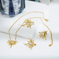 Latest 18K Gold Plated Stainless Steel Jewelry Spider Web Zircon Ring Waterproof for Women Earrings Party Necklace Set R244448