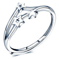 Star Combination Adjustable S925 Sterling Silver Stylish Polished Ring for Women