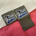 Shark logo Loop Fold Taffeta Woven Hem Label for Sweaterhandmade Sewing Fabric Clothing Hem Tags for Jersey