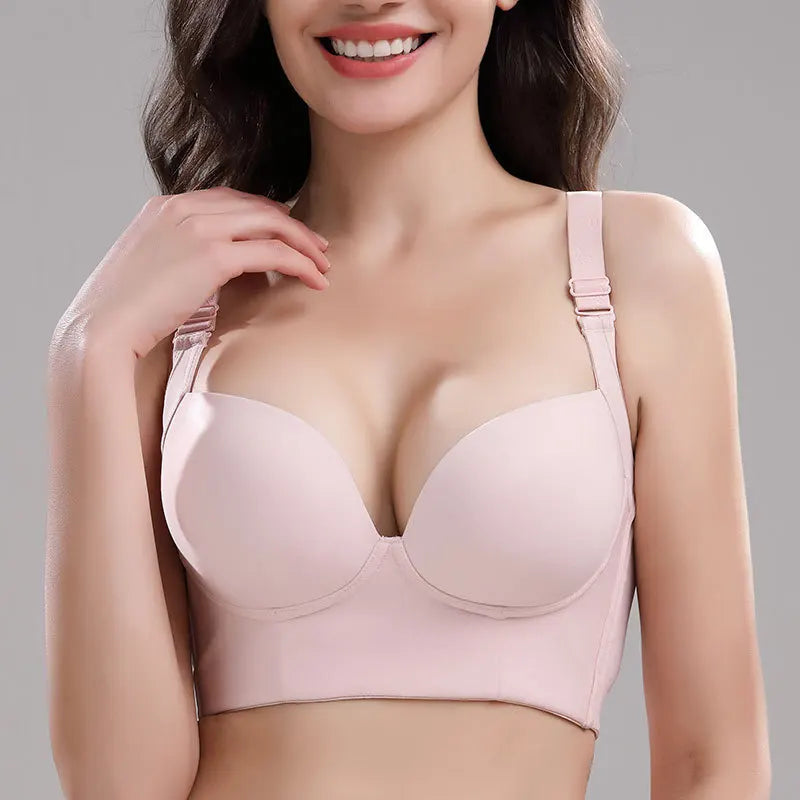 Plus Size Breathable Deep Cup Big Coverage Push up Sports Bra for Big Women Effectively Hides Back Fat Women's Sexy Push-up Bra