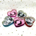 Custom Logo Printed Valentine's Day Eyelash Packaging Box Glitter Heart Shape Lashbox Private Label Bling Glitter Lashes Boxes