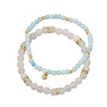 2pc/set 6mm Amazonite Stone Bracelet for Women Gift Love Charm Pendant Relieve Anxiety Elastic Beaded Couple Bracelet