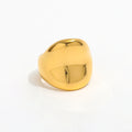 High End 18K Gold Plated Gold Irregular Chunky Dissymmetry Concave Surface Band Ring for Women Stainless Steel Jewelry