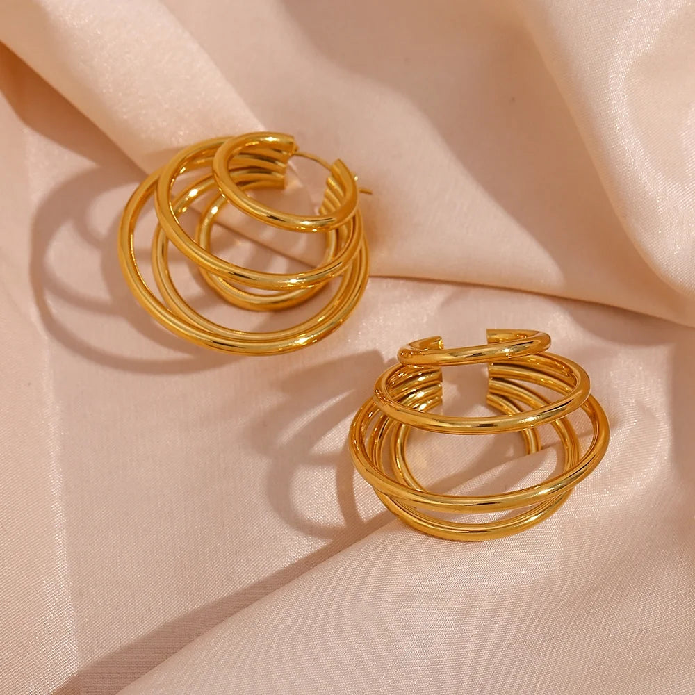 Dreamshow Fashion Jewelry Boho Exaggerated Multilayer Hollow Hoop Earring Jewelry Making Supplies