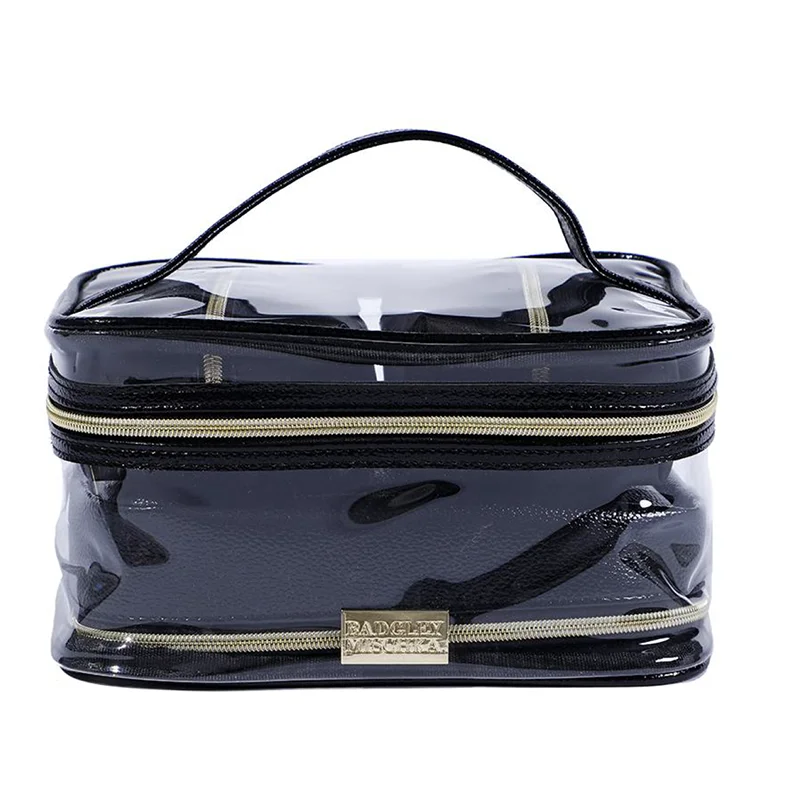 Large Capacity Portable Water Resistant Letter Pattern Makeup Bag Customized Logo Fashion Style Zipper Closure PU/PVC Material