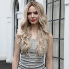 Japan Fiber 13*4 Lace Front Synthetic Wigs for Women Long Wavy Middle Part Lace Wigs Daily Cosplay High Temperture Hair