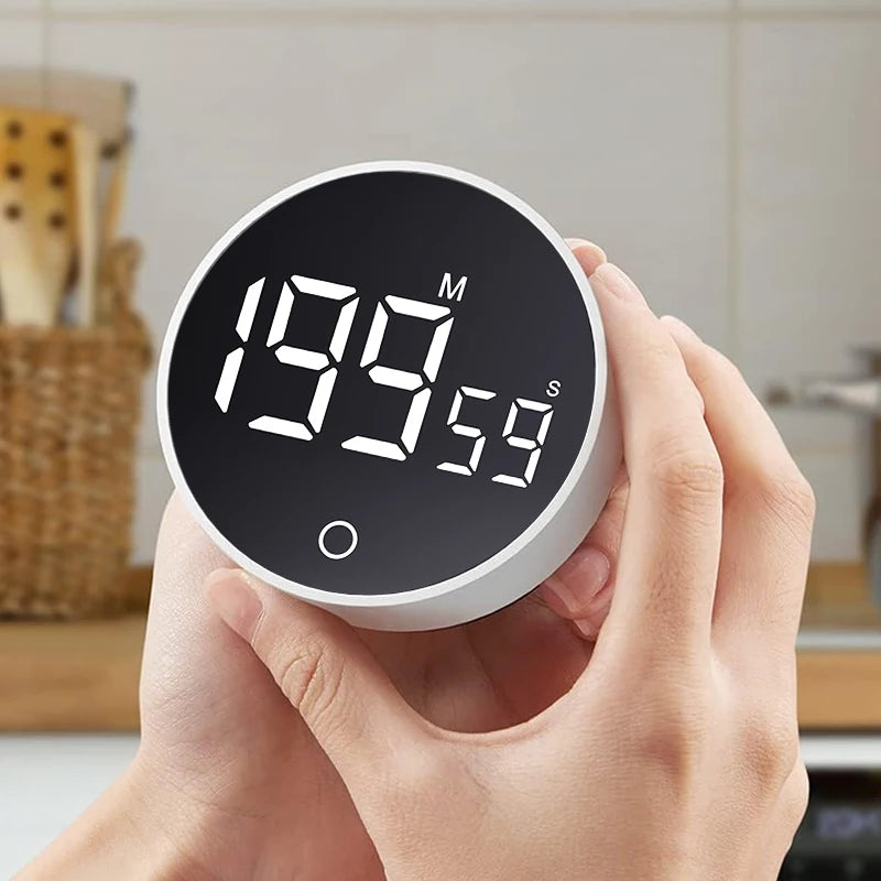 EMAF Student Gift Rechargeable Tablle Countdown Alarm Portable  Strong Magnetic Pomodoro Reminder Rotating Kitchen Digital Timer