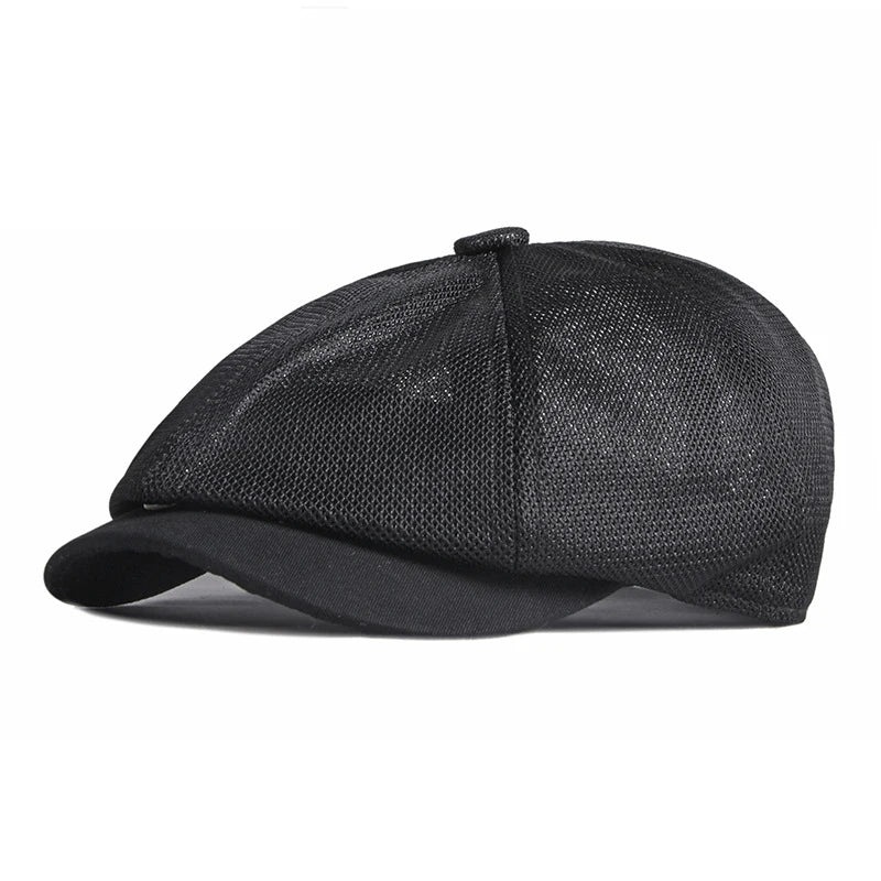 MIO 5 Colors Light Weight Gatsby Irish Flat Breathable Mesh Summer Hat Men's Classic 8 Panel Newsboy Beret Ivy Cap Cabbie Caps