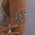 SC New Arm Bracelet Bling Rhinestone Leaf Bridal Arm Cuff Bracelet Wedding Hand Luxury Upper Arm Bracelet for Women