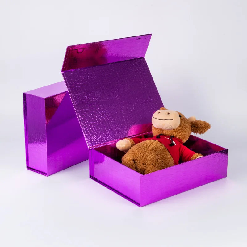 Custom Design Folding Paper Box Luxury Glitter Cardboard Packaging Box Holographic Sliver Magnetic Closure Christmas Gift Box