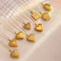 Stainless Steel Photo Box Gold Plated Flower Pattern Oval Round Necklace Customize Photo Mini Locket Necklace