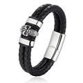 Fashion Man Braided Leather Bracelet Jewelry Stainless Steel Magnetic Clasp Leather Bracelet For Man