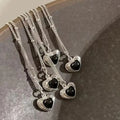 Chic Minimalist Black Onyx Heart Necklace 925 Silver Dainty Pendant for Everyday Elegance