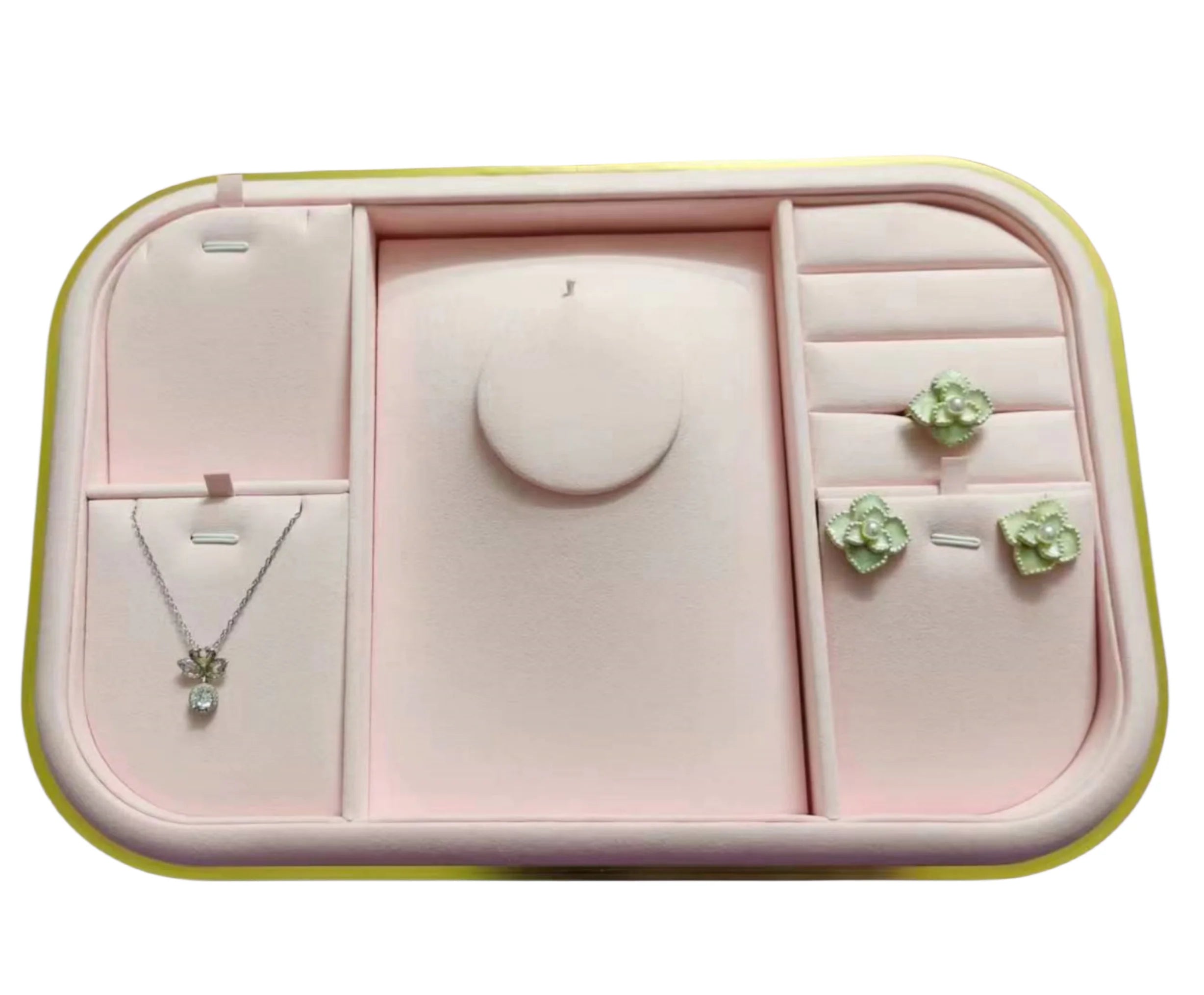 Black Microfiber Jewelry Display Tray Multi-functional High-end Metal Jewelry Set Storage Plate
