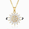 Tiktok Hot CZ Stone Stainless Steel Spinning Rotating Sunflower Necklace