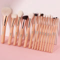 Luxury Professional Makeup Brush Kit Pink Eco-friendly Wooden Handle Natural Hair Face Travel-Friendly 15-Piece Makeup Brushes