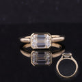 Starsgem Classic 10K Yellow Gold Rings With Emerald Cut Moissanite Gemstone Engagement Rings for Women