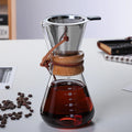 600ML Pour Over Coffee Maker Set Classic Series With Filter 6 Cups Wood Neck Drip Pot 20oz