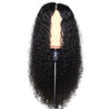 Kinky Curly 13*4 Transparent Lace Wigs 150% Density Human Virgin Hair Natural Black Lace Front Wig