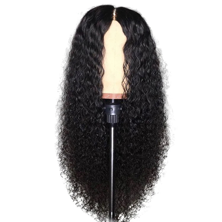 Kinky Curly 13*4 Transparent Lace Wigs 150% Density Human Virgin Hair Natural Black Lace Front Wig