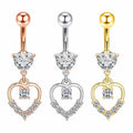 Women Trend Piercing Goth Stainless Steel Crystal Belly Button Piercings Dangle Flower Accessories Punk Women's Navel Rings