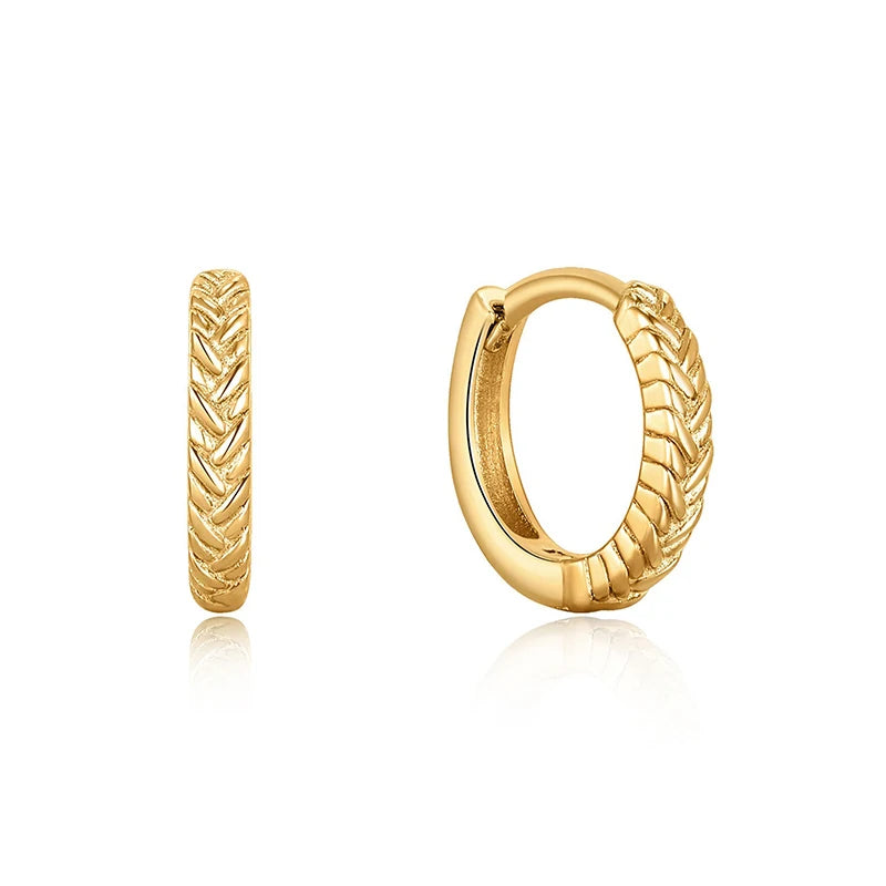 Milskye Jewelry 925 Sterling Silver Elegant 18k Gold Plated Mini Rope Huggie Thick Hoop Earrings