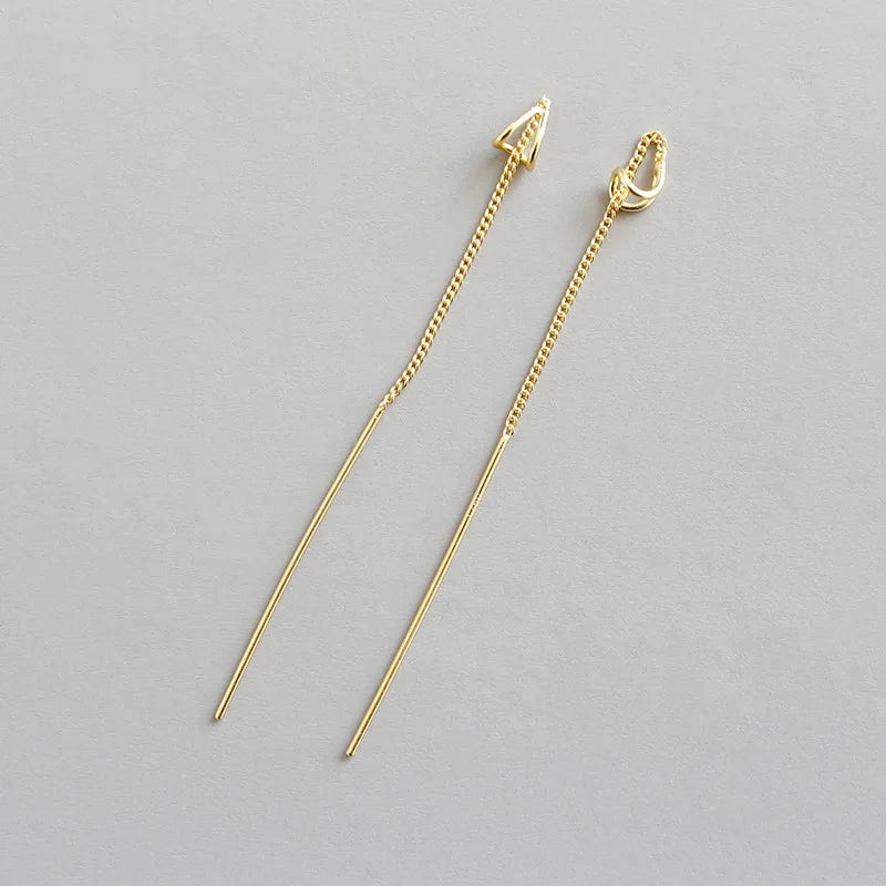 925 Sterling Silver Long Chain Fashion Earrings Minimalist 14K Gold Earrings Fine Jewelry Earrings Women Girls Gift