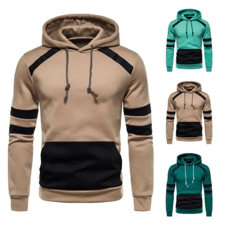 Autumn Hooded Men Sweatshirt Casual Long Sleeve Warm Pullovers Hoodies With Big Pocket Streetwear Patchwork Men Hoodies