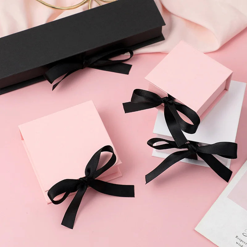 Customized Printed Personalized Brand Ribbon Flip up Earrings Rings Bracelets Necklace Jewelry Packaging Gift Box