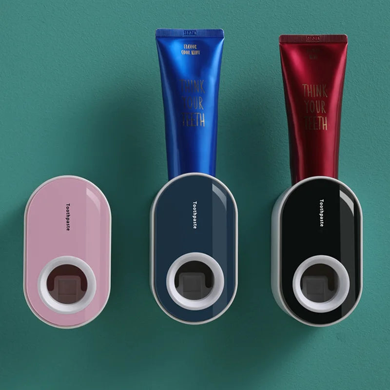 Punch Free Wall Mounted Bathroom Accessories Automatic Toothbrush Squeezer Toothpaste Dispenser