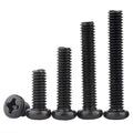 Black Pan Head Cross Screw M1.2 M1.4 M1.7 M2 M2.5 M3 M4 Electronic Small Size Recessed Round Head Phillips Screws GB818 DIN7985