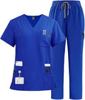 72% Polyester 21% Viscose 7% Spandex 200G Women's Premium Hospital Doctor Uniform Originals V-Neck Top Drawstring Scrub Pant