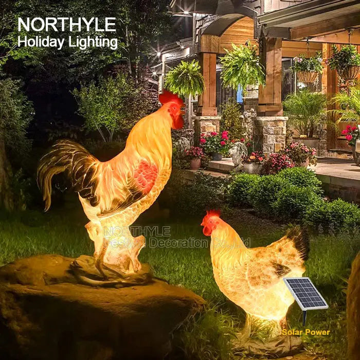 Garden Lights Outdoor Cock Hen Waterproof Outdoor Led Solar Energy Garden Light Low Voltage Landscape Modern Lights Decoration