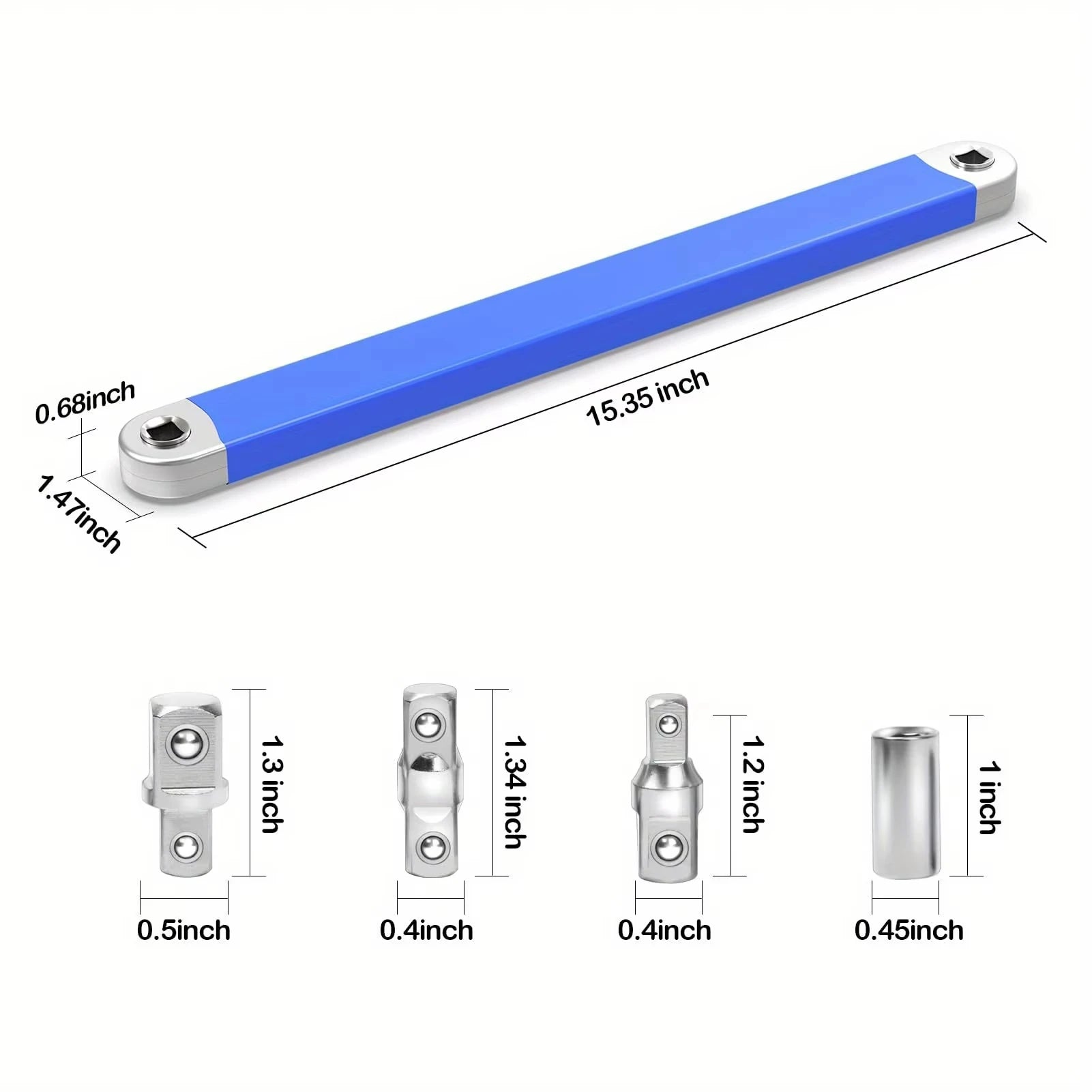 1/4'' 3/8'' 1/2'' High Carbon Steel Drive Adpater Gear Chain Drive Impact Offset Extension Ratchet Wrench for Confined Spaces