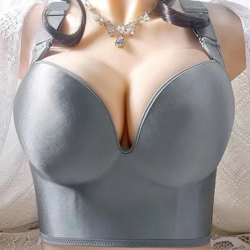 Wireless Full Coverage Body Shaping Bra Shapewear for Plus Size Women Sexy Winter Styles with Hook Closure and Printed Pattern