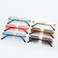Fashion Quality Gradient Glasses Jelly Color Rimless Small Frameless Cut Edge Square Metal Snake Shape Rimless Sunglasses