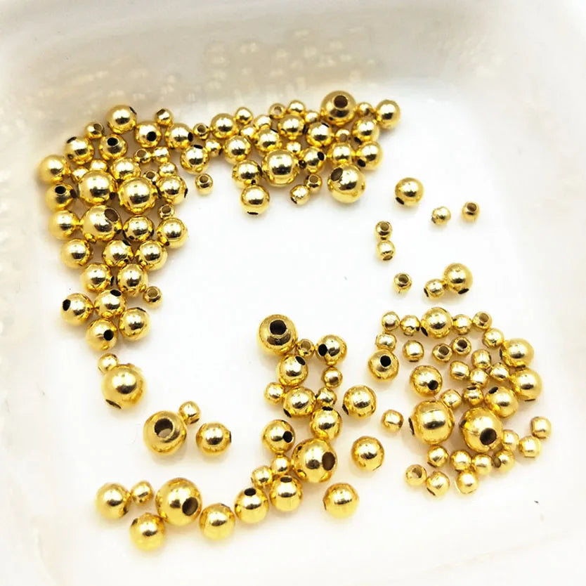 Wholesale 18K Gold Plated Stainless Steel Real Septum Hollow Beads 2-5mm Jewelry Making Findings Spacers Accessories