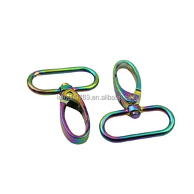 Stock Supply 32 X 49mm 1.25inch rainbow Colored Meta Leather Bag Swivel Hook