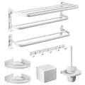 Aluminum Folding Storage Rack Hardware Accessories Set Matte White Towel Rack Shelf Toilet Brush Tissue Box Bathroom Products