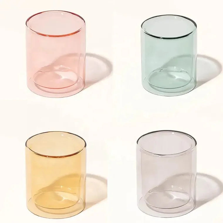 Double Wall Borosilicate Jar Candle Holder Custom Luxury Design Cylinder Glass Candle Jar for Candle Making