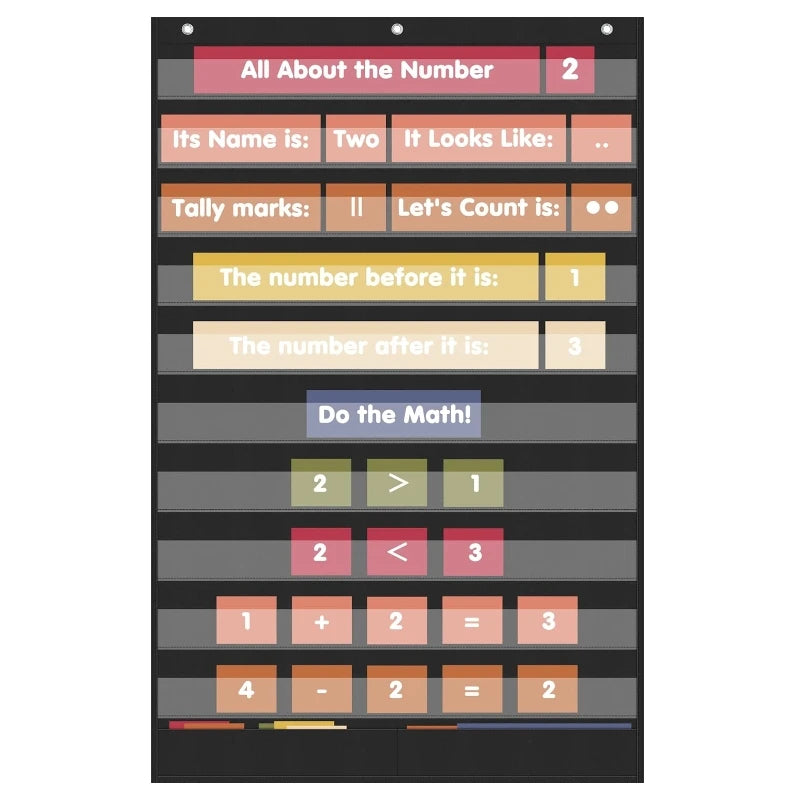 Large 10+2 Pockets School Pocket Chart 2 Extra Storage Pockets for Classroom & Home Office Educational Educational Charts