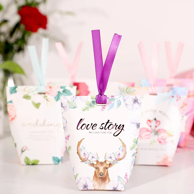Hot Sale Wedding Sweet Candy Cardboard Paper Wedding Gift Box Packaging With Ribbon