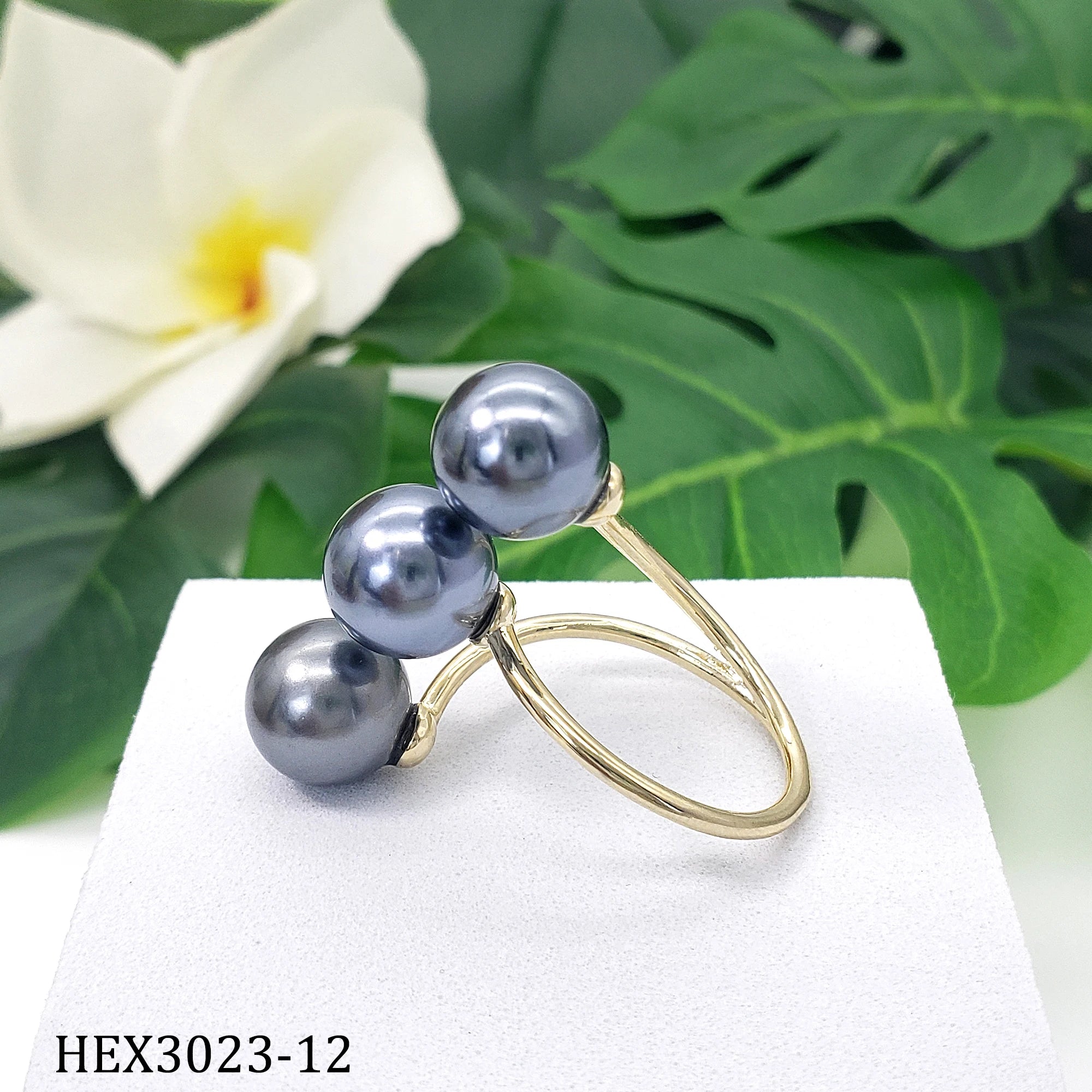 Hawaiian Jewelry Wholesale Cooper Material  Gold Jewelry Rings Adjustable Shell Pearl Ring Samoa Jewelry