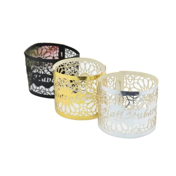 Ramadan Eid Muslim Decoration Laser Cut Hajj Mubarak Custom Paper Napkin Ring
