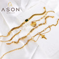 Ason New Fashion Jewelry Unique Cheap Bracelet 18K Gold Plated Waterproof Stainless Steel Heart Charm Bracelet