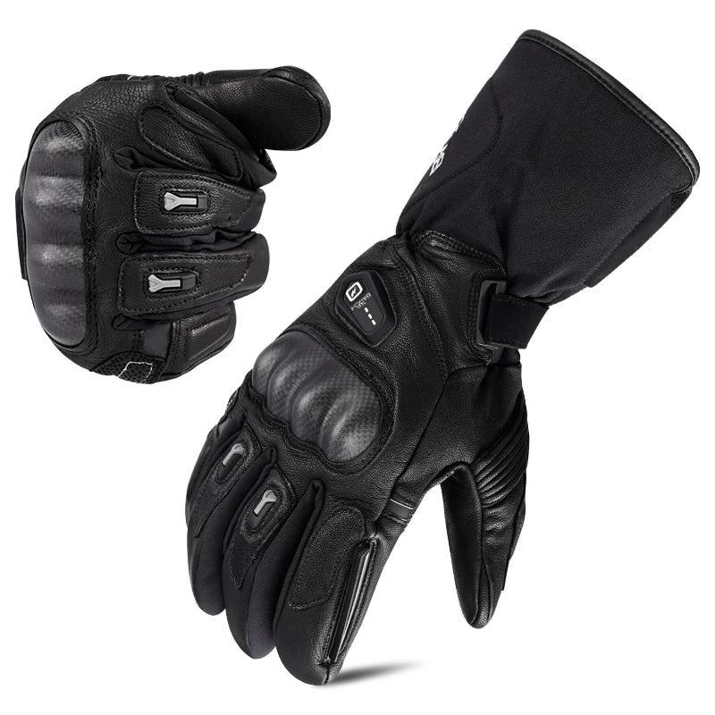 Touchscreen Custom Winter Full Finger Waterproof Sports Leather Heated Motorcycle Gloves