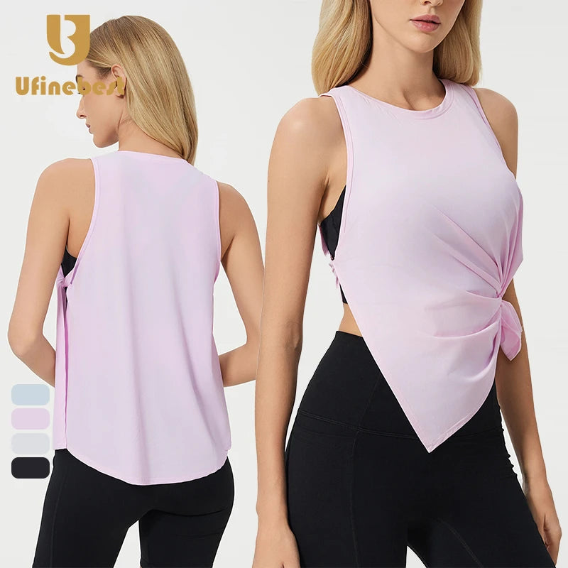 Women's Seamless Breathable Sleeveless Yoga Smock Quick Dry Performance Sports Workout Running Tank Top Vest