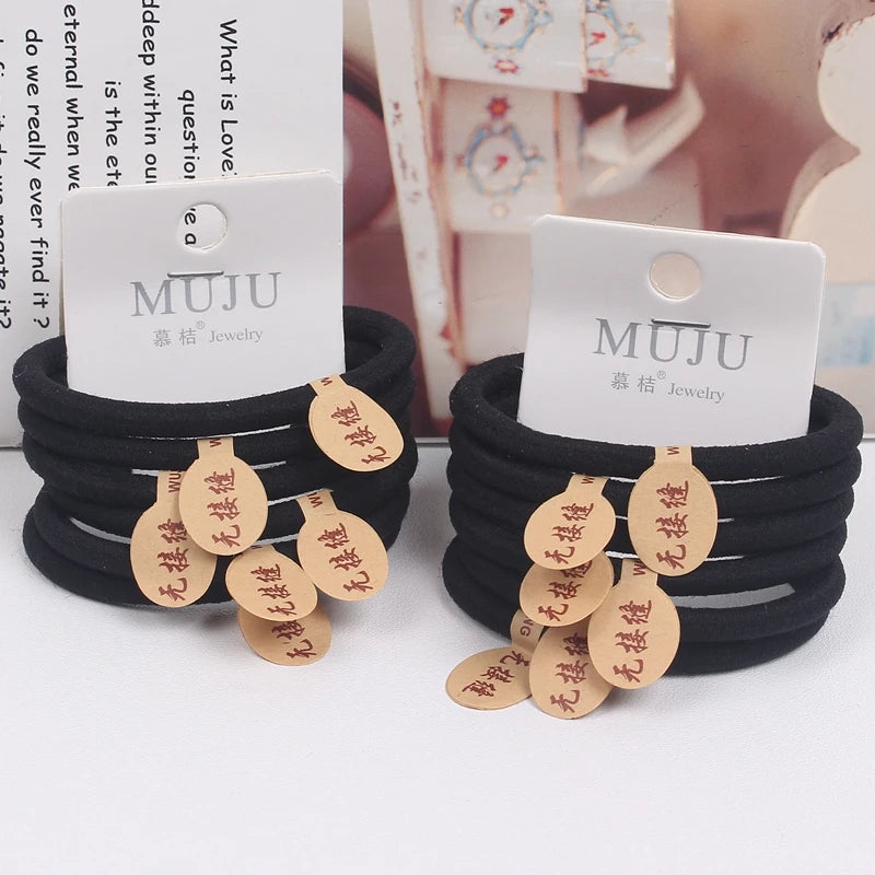 MUJU 6-Piece Set of Jointless Basic Spandex Hair Ties Head Rope Hair Accessories for Women Korean Version