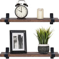 Rustic Wood Floating Industrial Mounted Shelving 2 Set Wall Storage Shelves Brackets Bedroom Living Room Kitchen Dining CNLF